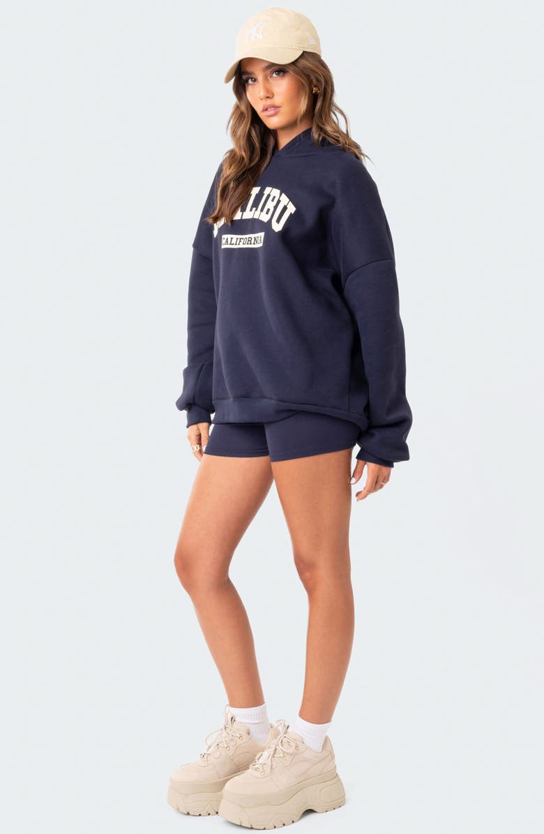 EDIKTED Malibu Pullover Hoodie, Alternate, color, Navy