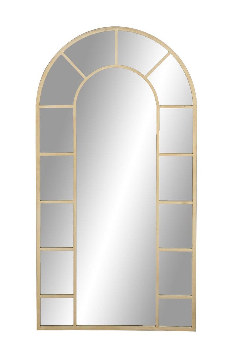 SONOMA SAGE HOME Goldtone Metal Windowpane Inspired Wall Mirror with Arched Top, Alternate, color, 