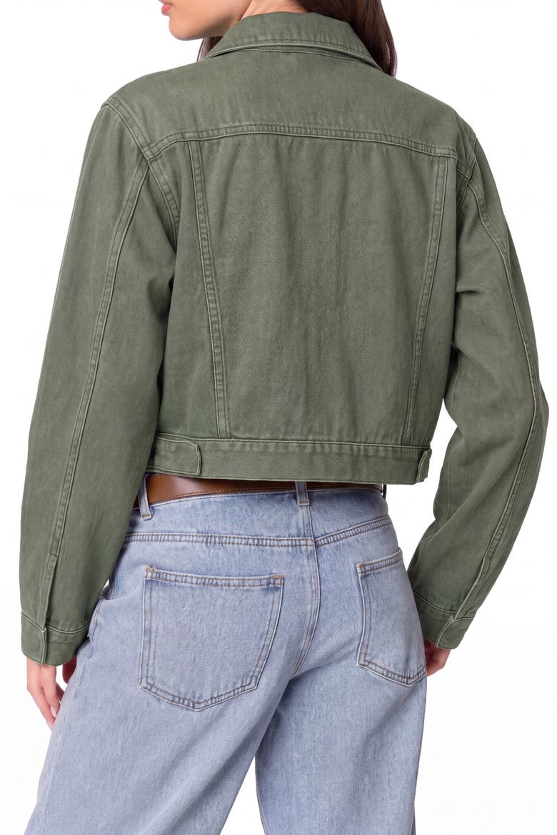 Stretch Cotton Twill Trucker Jacket, Alternate, color, Green