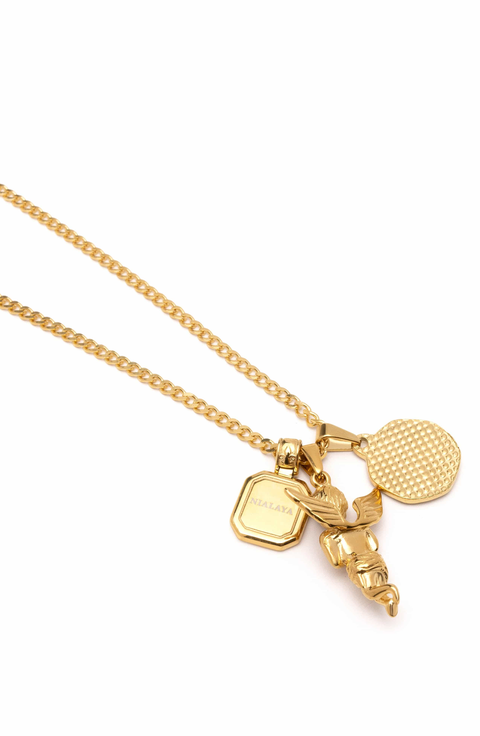 Malachite Talisman Angel Pendant Necklace