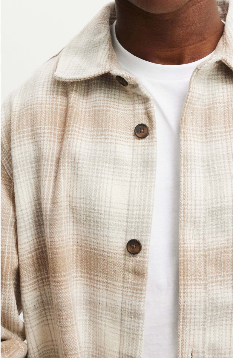Cotton On Men's Boxy Overshirt, Alternate, color, Stone Shadow Check