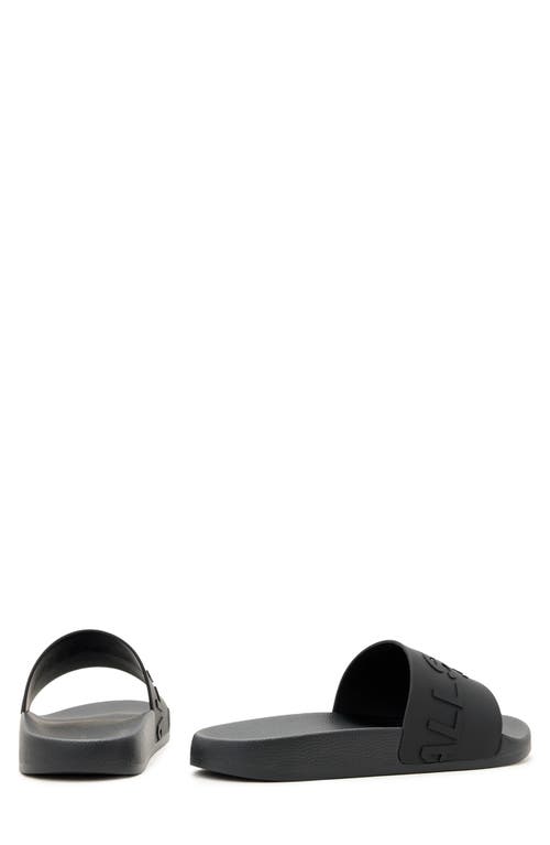 Allsaints Biggy Tonal Logo Rubber Slides In Black