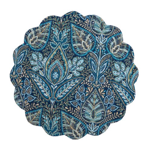 C & F Home C&f Home Bailey Blue Reversible Machine Washable Round Scallop Quilt Placemats Set Of 6 In Blue