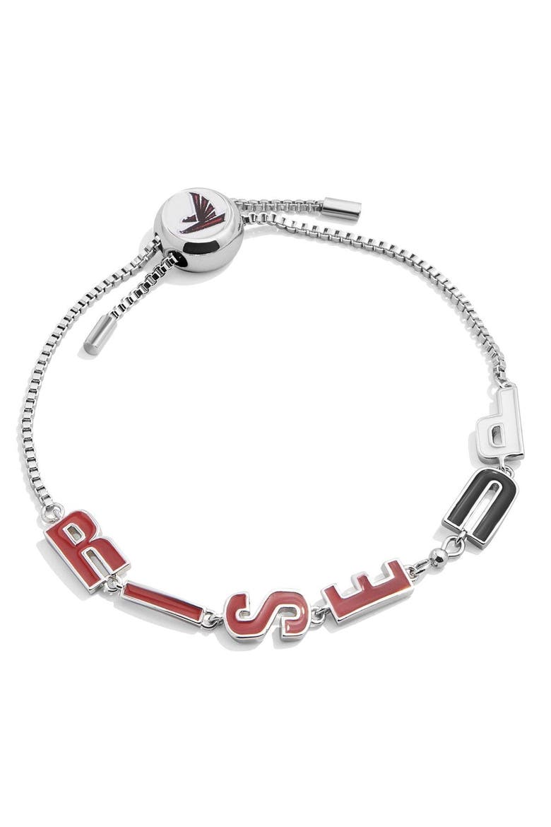 Silver Atlanta Falcons Slogan Pull-Tie Bracelet, Main, color, Silver