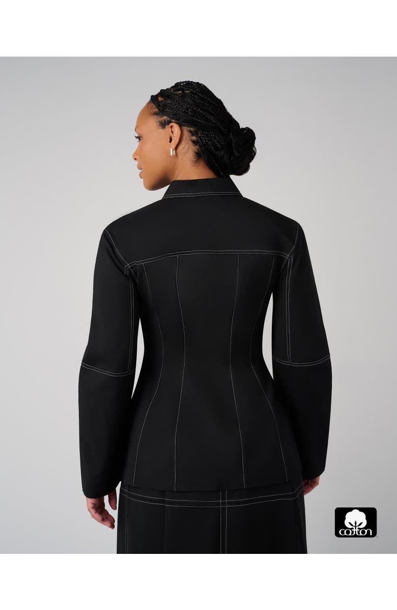 WeWoreWhat Structured Balloon Sleeve Shirt, Alternate, color, Black