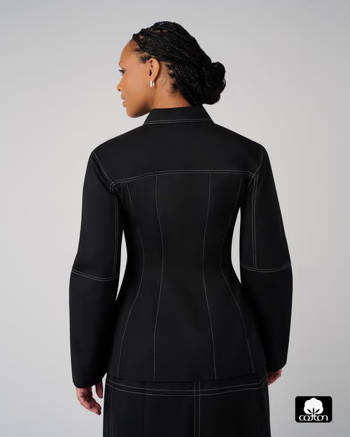 Weworewhat Structured Balloon Sleeve Shirt In Black