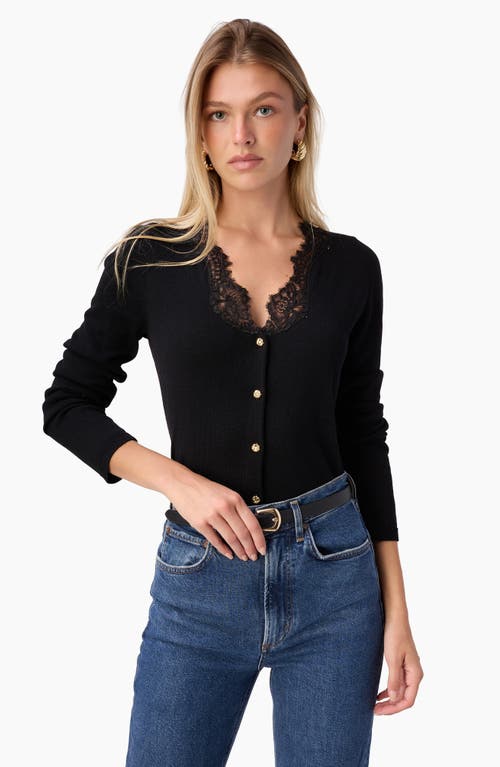 Cami Nyc Eirene Lace Trim Cardigan In Black