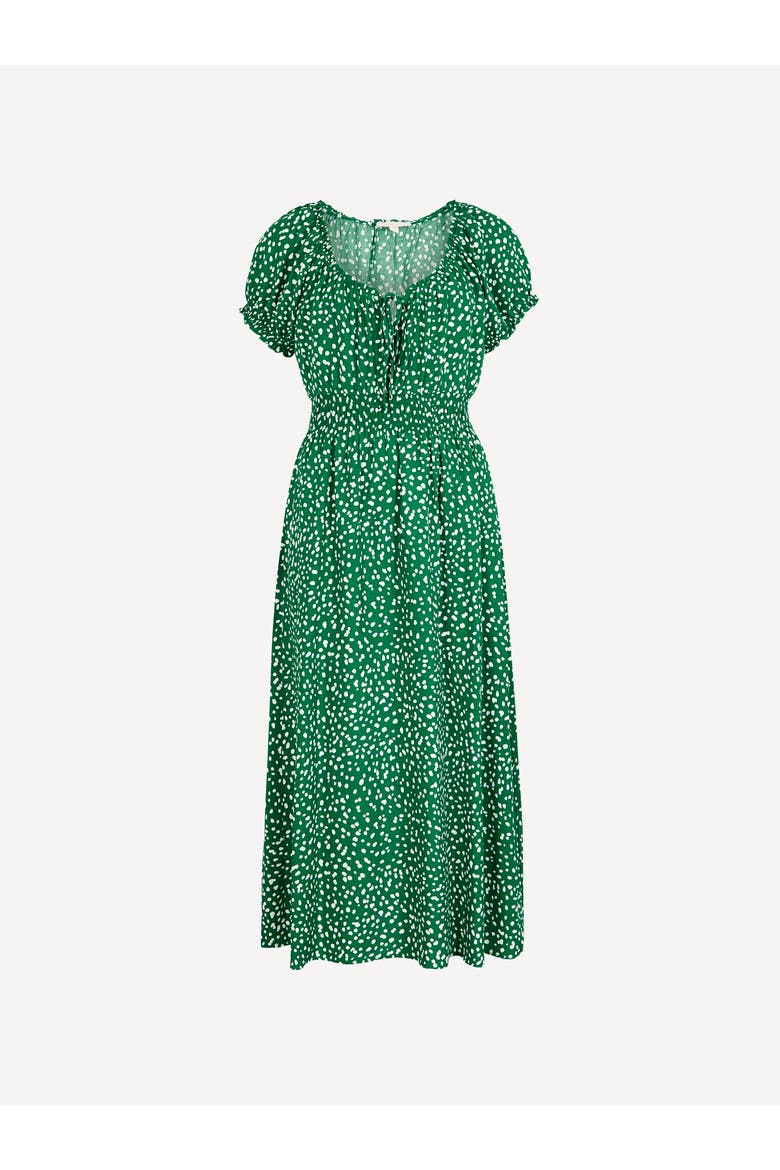 Milkmaid Midi Spot Printed Dress, Alternate, color, Green