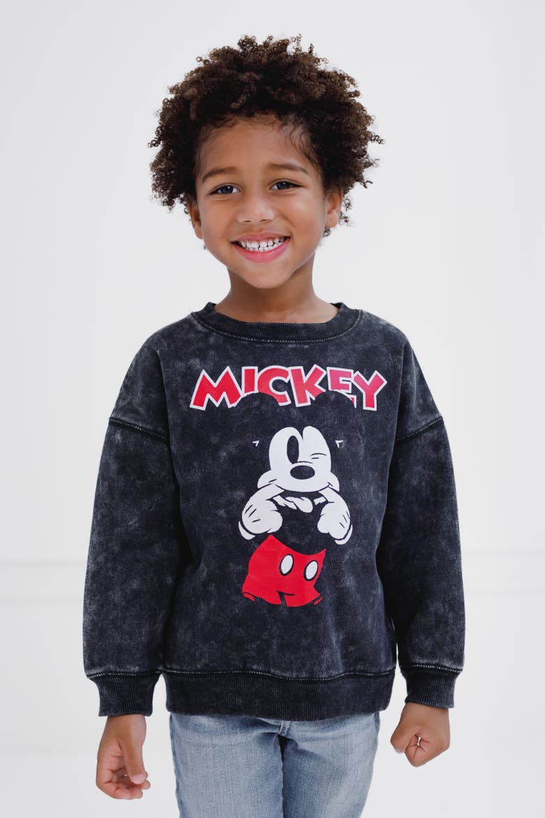 Mickey Mouse Pullover Sweatshirt, Alternate, color, Mickey Black Wash
