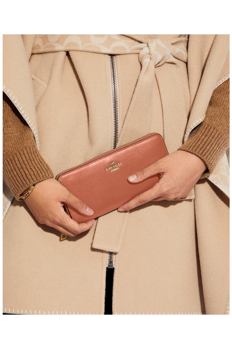Slim Leather Zip Wallet, Alternate, color, CANDY PINK