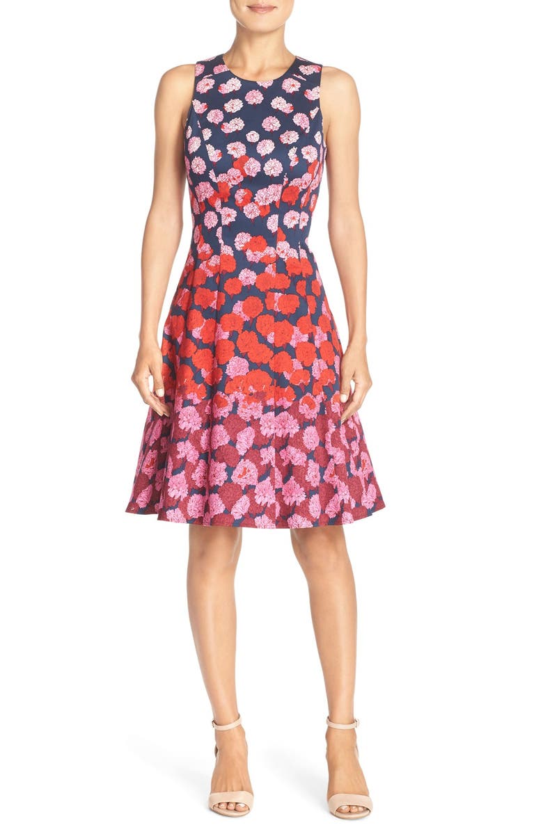 Maggy London Floral Print Fit & Flare Dress, Alternate, color,