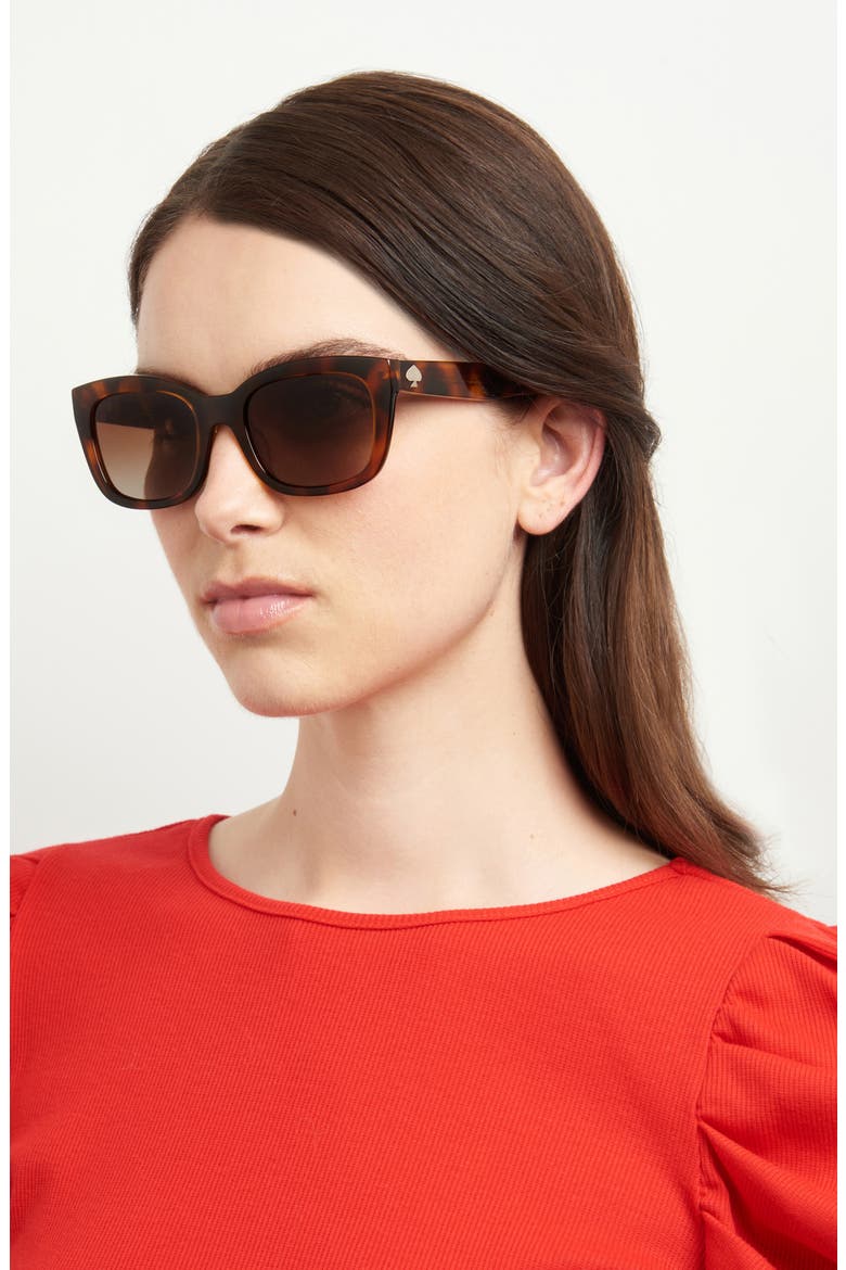tammy 53mm rectangular sunglasses, Alternate, color, HAVANA / BROWN GRAD POLAR
