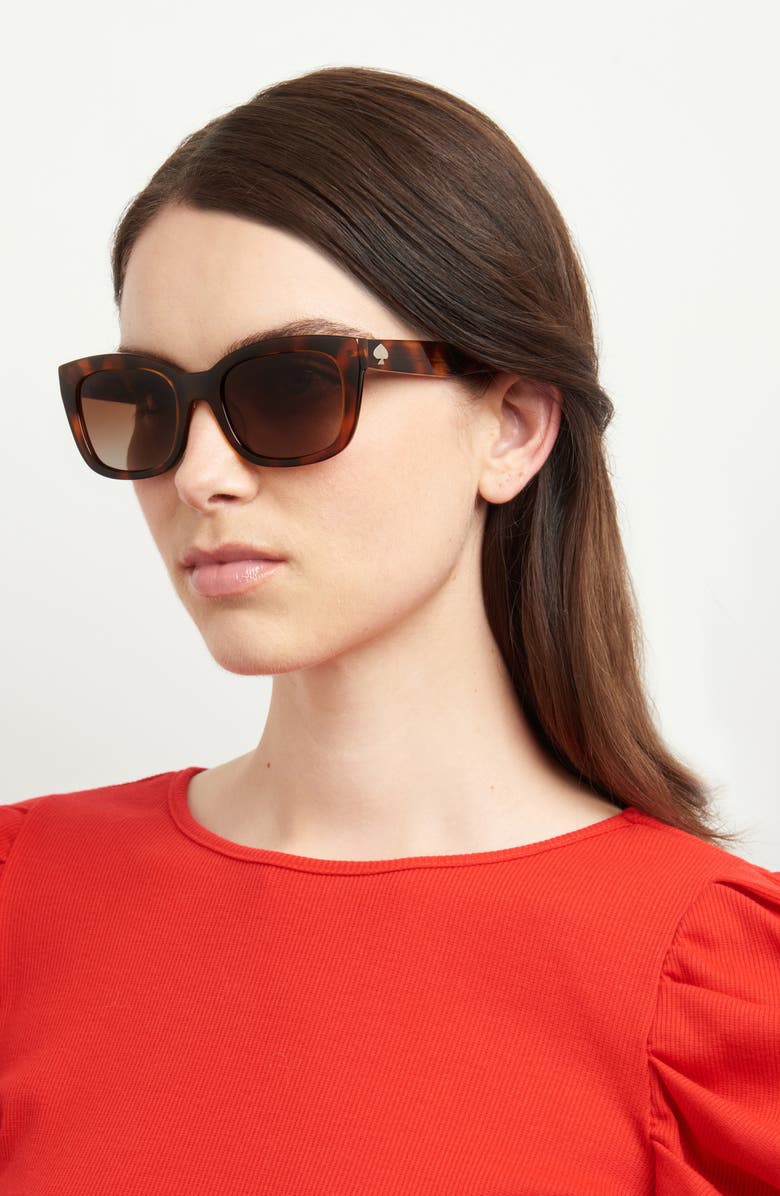 Kate Spade New York tammy 53mm rectangular sunglasses, Alternate, color, Havana / Brown Grad Polar