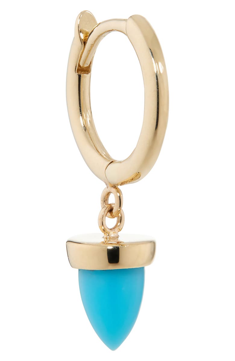 Zoë Chicco Turquoise Bullet Drop Huggie Hoop Earrings, Alternate, color, 14K Yellow Gold / Turquoise