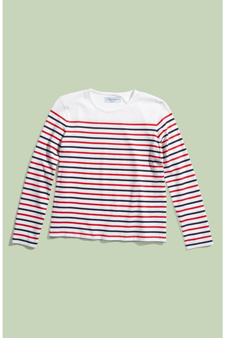 'Island' Long Sleeve Knit Top, Main, color, RED WHITE AND BLUE STRIPE