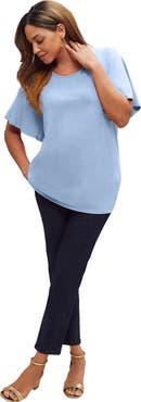 Jessica London Stretch Knit Flutter Sleeve Tunic