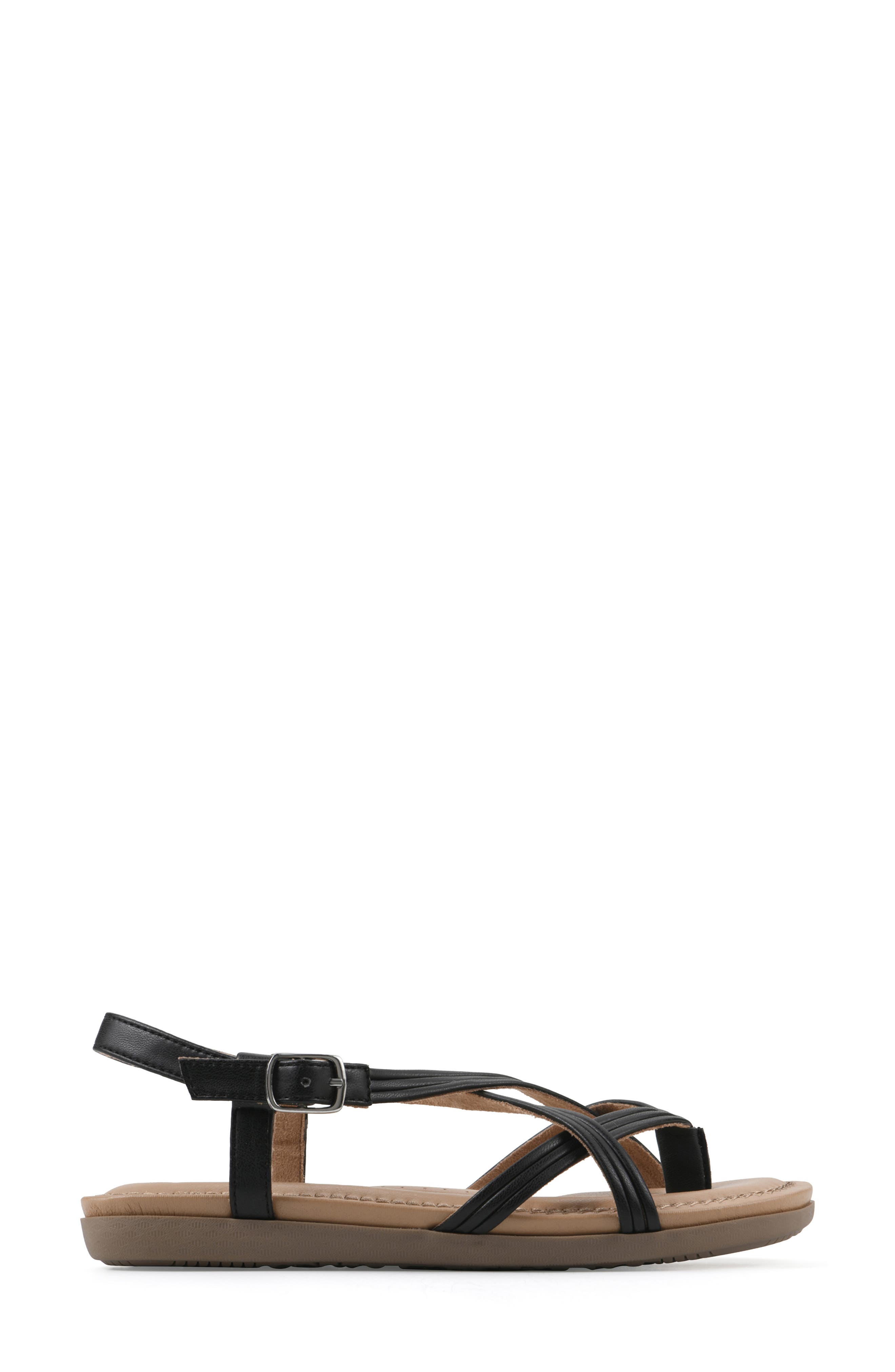 CLIFFS BY WHITE MOUNTAIN Frania Strappy Sandal, Alternate, color, Black/ Smooth