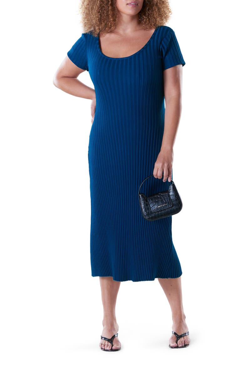 RIB by Simon Miller Andros Ribbed Body-Con Midi Dress, Main, color, TRUE TEAL