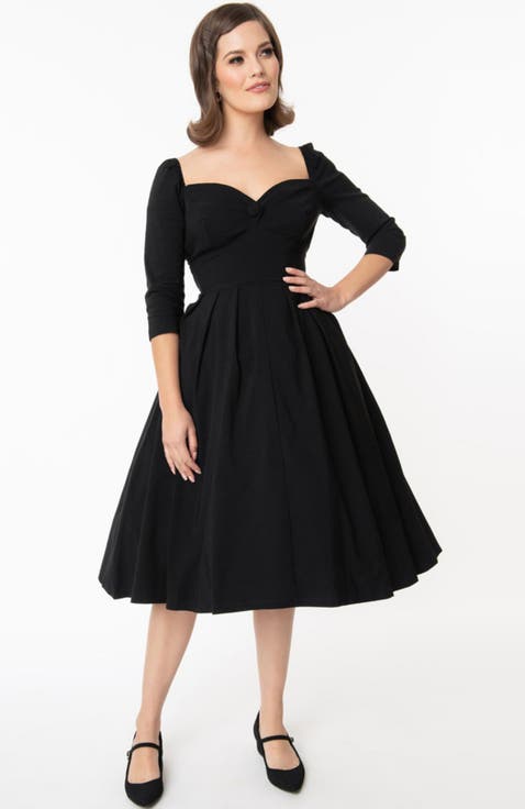 Woven Sweetheart Neckline Lamar Swing Dress