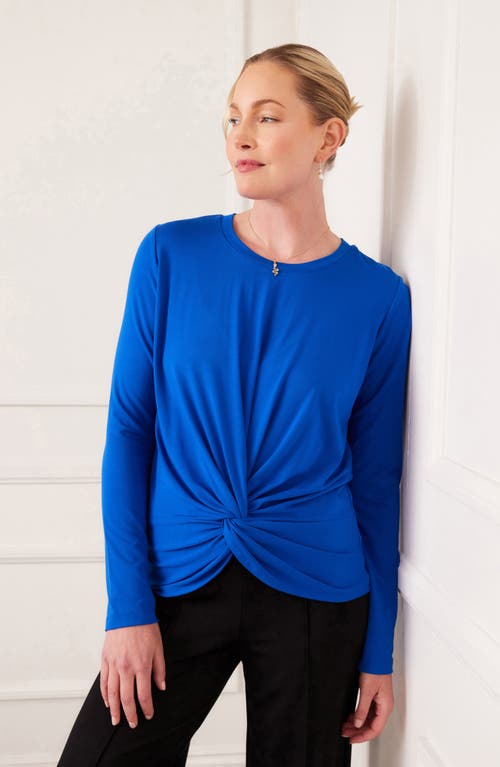 Karen Kane Twist Front Long Sleeve Top In Royal