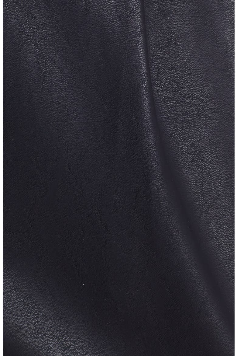 Scalloped Faux Leather Shorts, Alternate, color, BLACK
