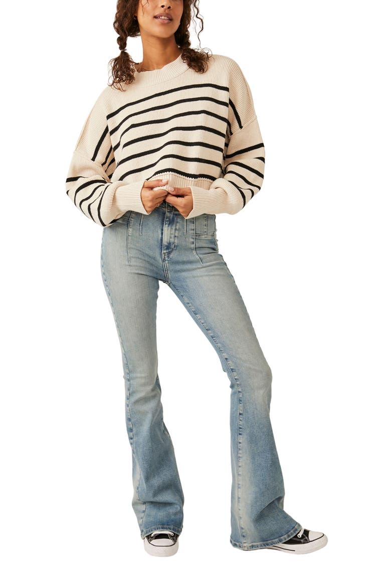 Easy Street Stripe Rib Crop Sweater, Alternate, color, PEARL COMBO
