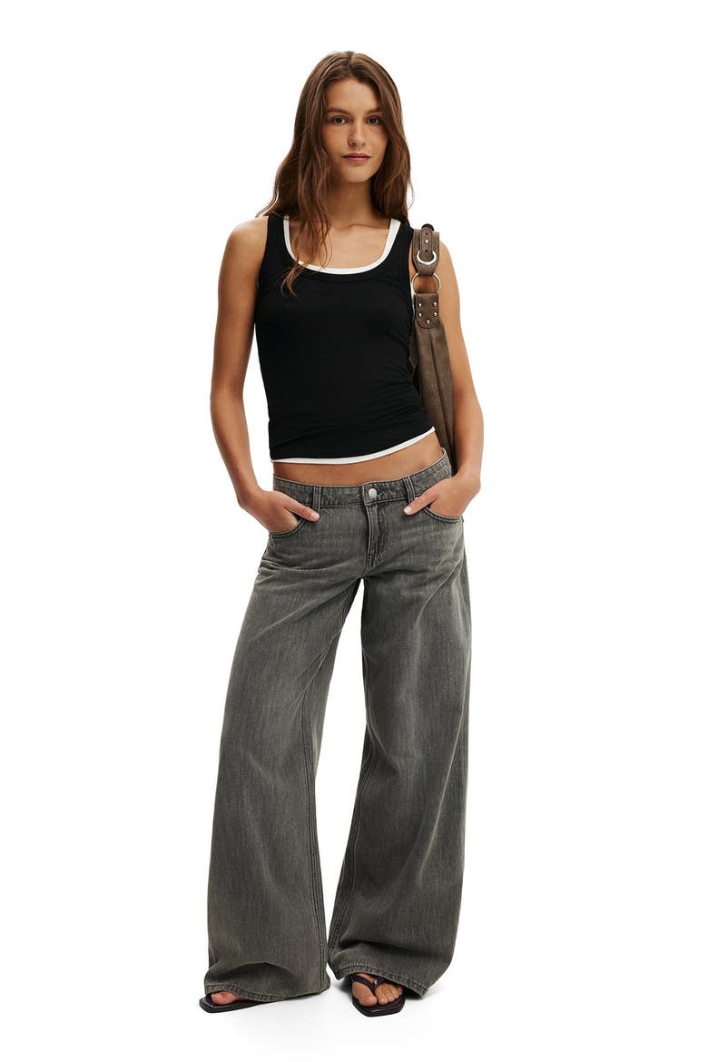 Low Rise Wide Leg Jeans, Alternate, color, LUNA GREY STITCH