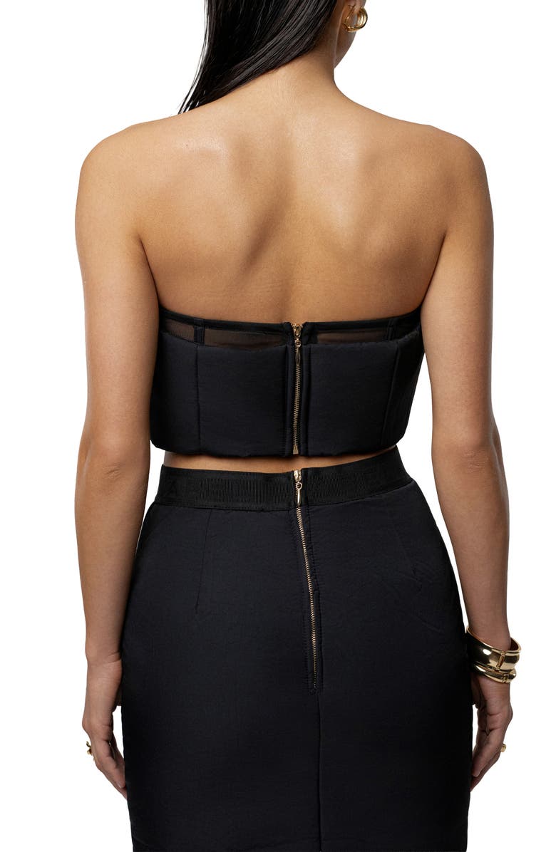 JLUXLABEL Addyson Quilted Strapless Crop Top & Column Maxi Skirt Set, Alternate, color, Black