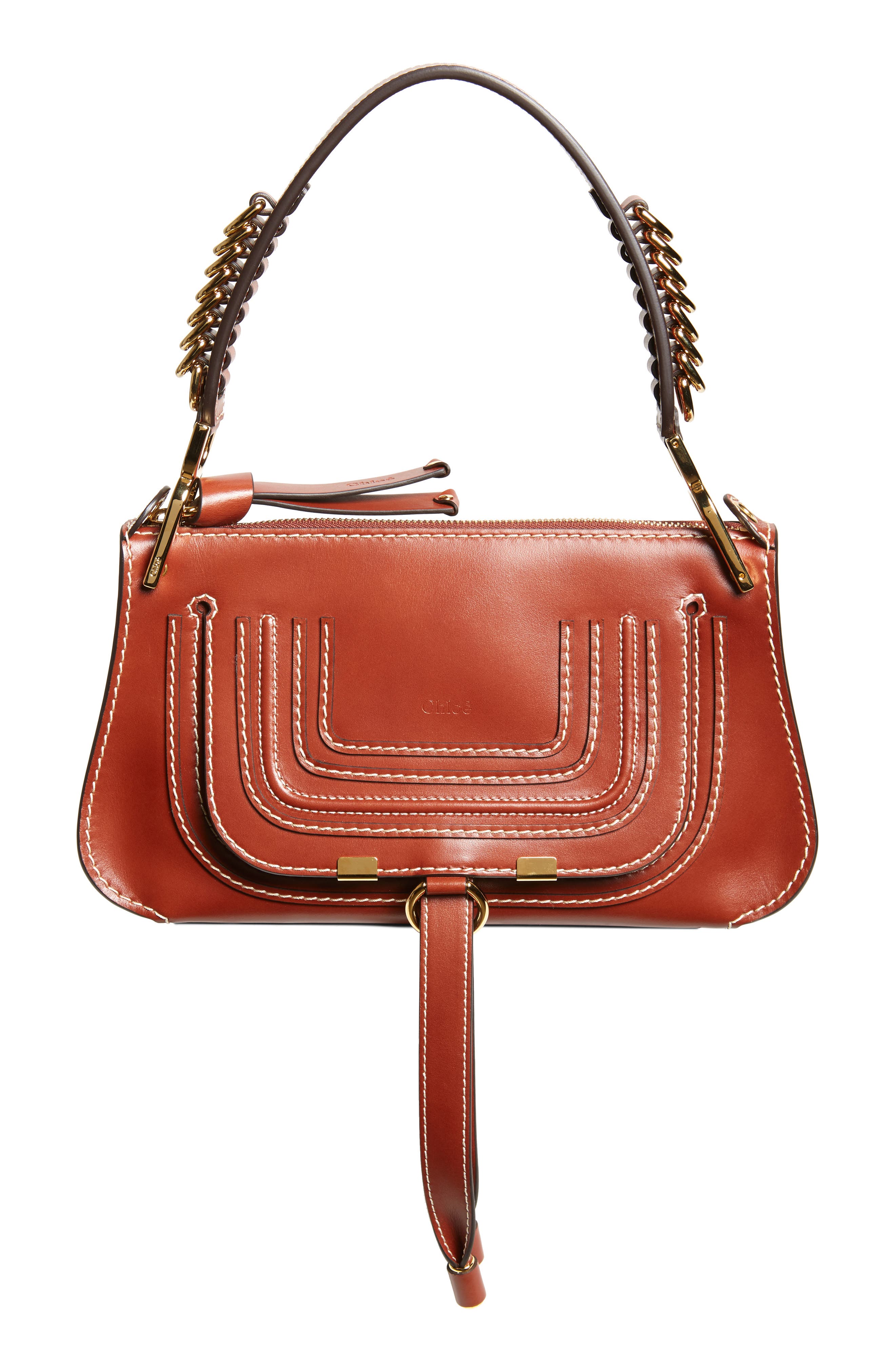 Chloé Mini Marcie Lizard Embossed Leather Satchel, Main, color, 