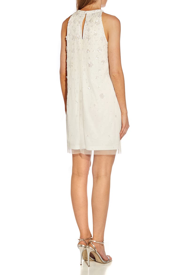 Floral Beaded Trapeze Cocktail Dress, Alternate, color, IVORY