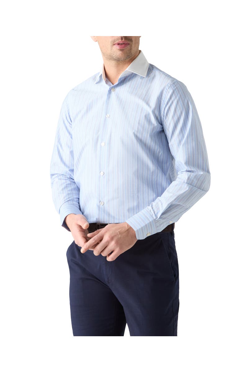 Robert Talbott Reynolds Blue Multi Stripe Light Weight Poplin Shirt in Contemporary fit, Main, color, Blue
