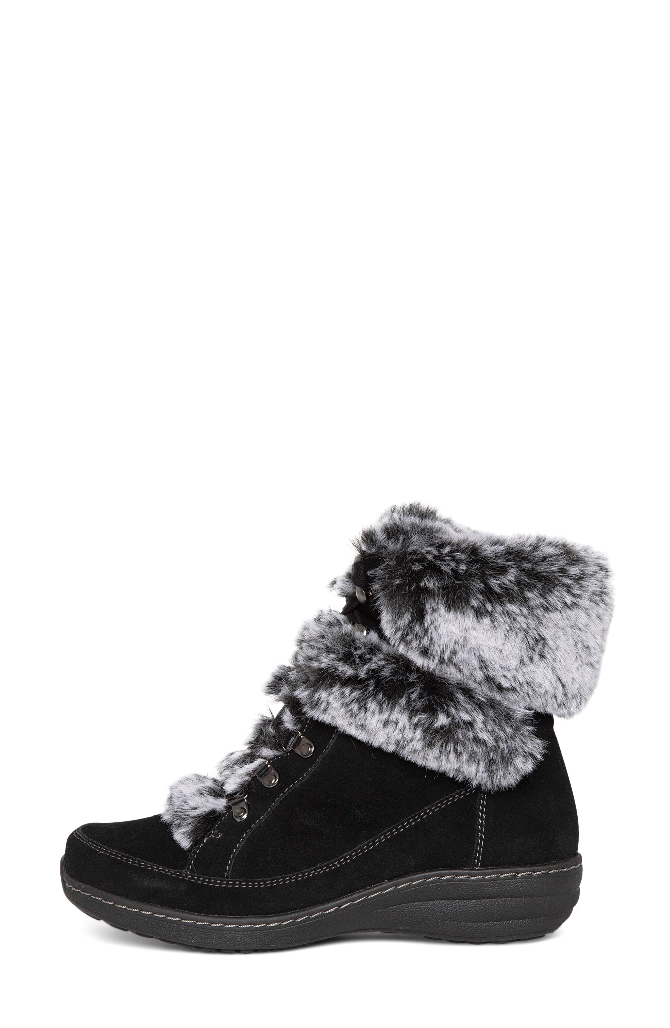 Aetrex Fiona Faux Fur Trim Waterproof Bootie, Alternate, color, 