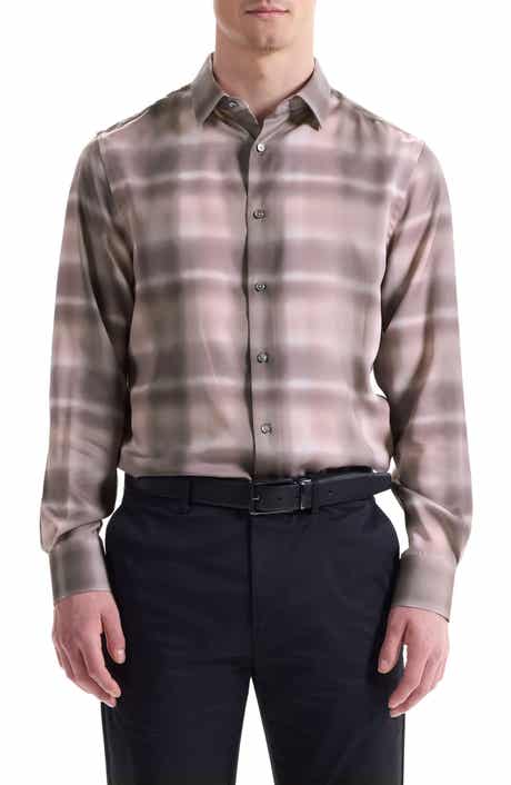 Bugatchi Julian Shaped Fit Abstract Check Lyocell Button-Up Shirt