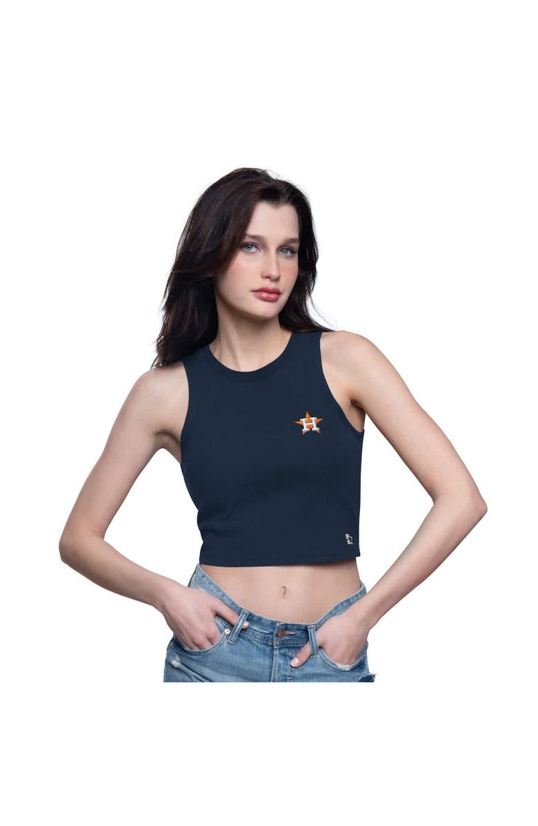 STARTER Women's Starter Navy Houston Astros Show Up Cropped Tank Top, Main, color, Navy