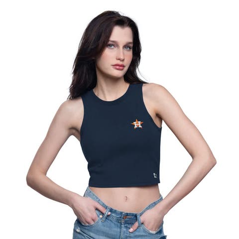 Women's Starter  Navy Houston Astros Show Up Cropped Tank Top
