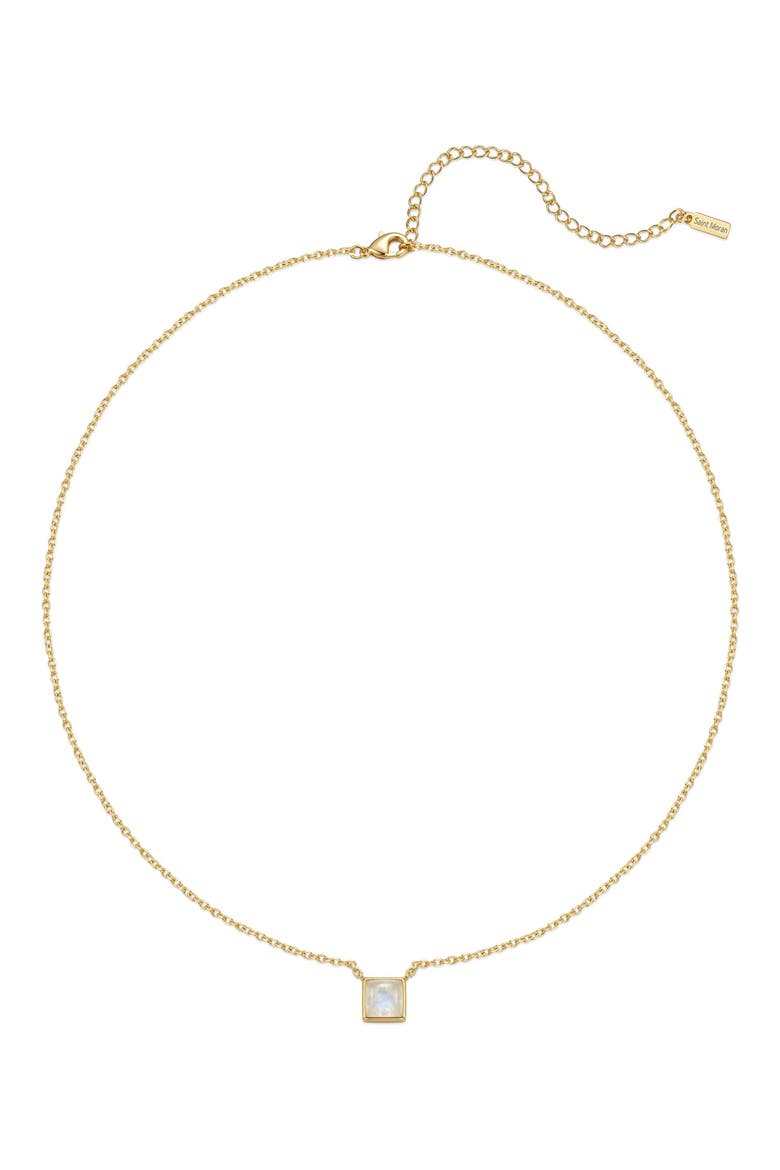 14k Gold Plated Square Pendant Necklace, Alternate, color, WHITE/ GOLD