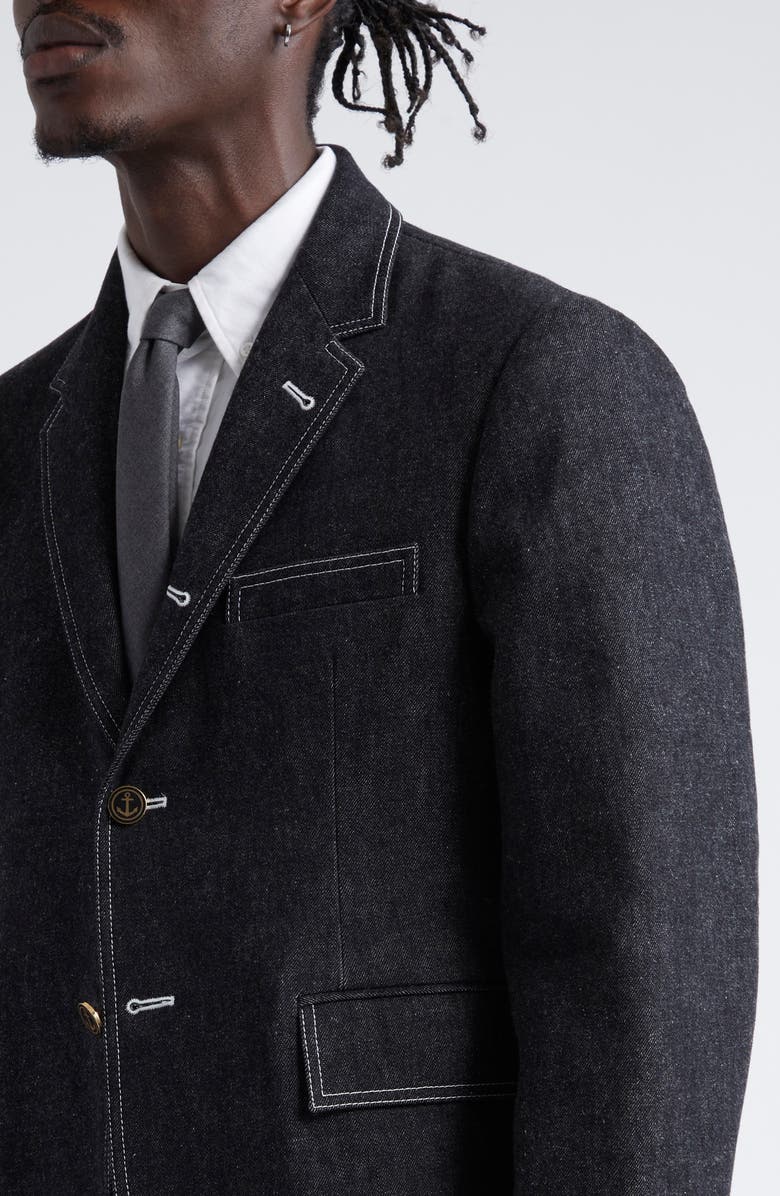 Thom Browne Unconstructred Classic Denim Sport Coat, Alternate, color, Black