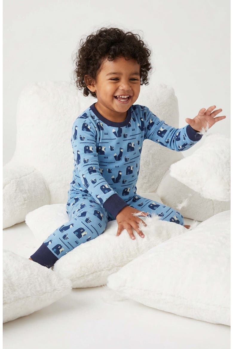 100% Organic Cotton Print Long Sleeve Snug Fit Kids Pajamas, Alternate, color, Bear-Venture