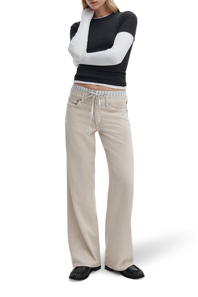 Featherweight Saige Boxer Relaxed Straight Leg Jeans, Alternate, color, SAND STRIPE