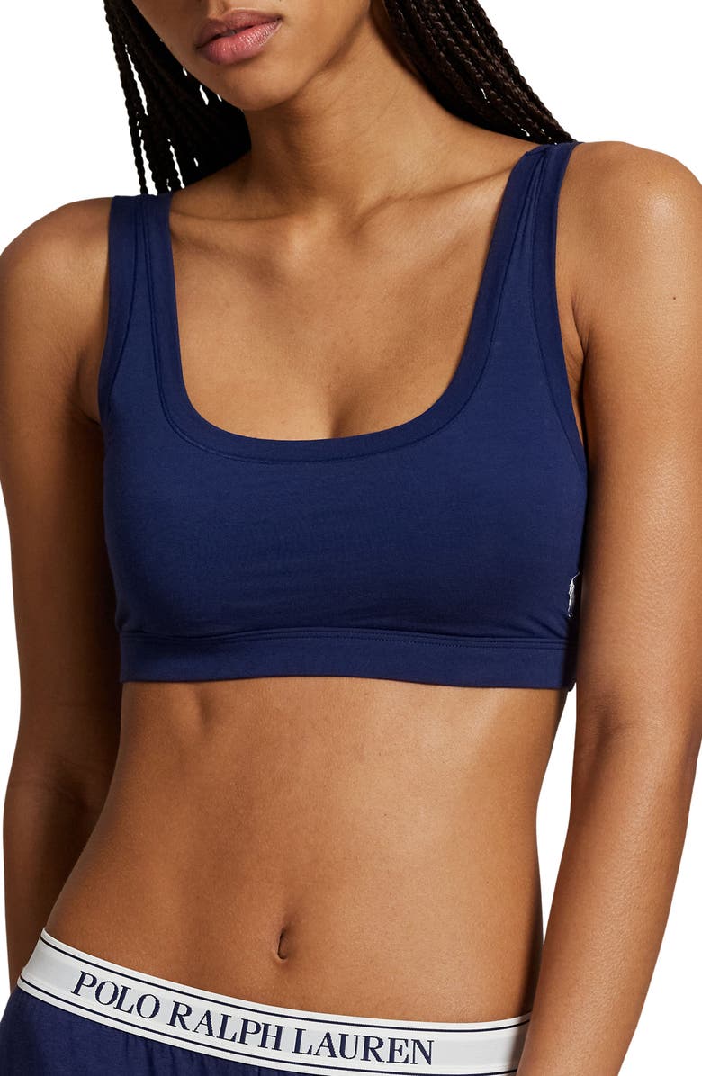 Polo Ralph Lauren Logo Embroidered Bralette, Main, color, Navy