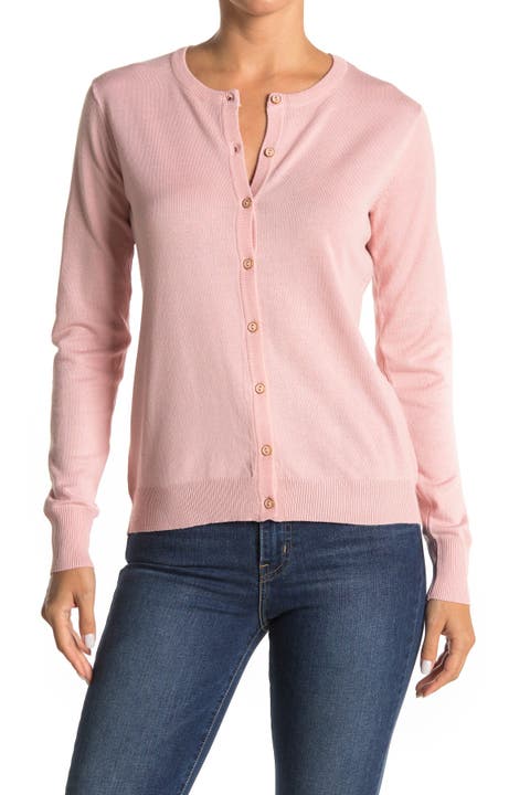 Light pink button up sweater best sale