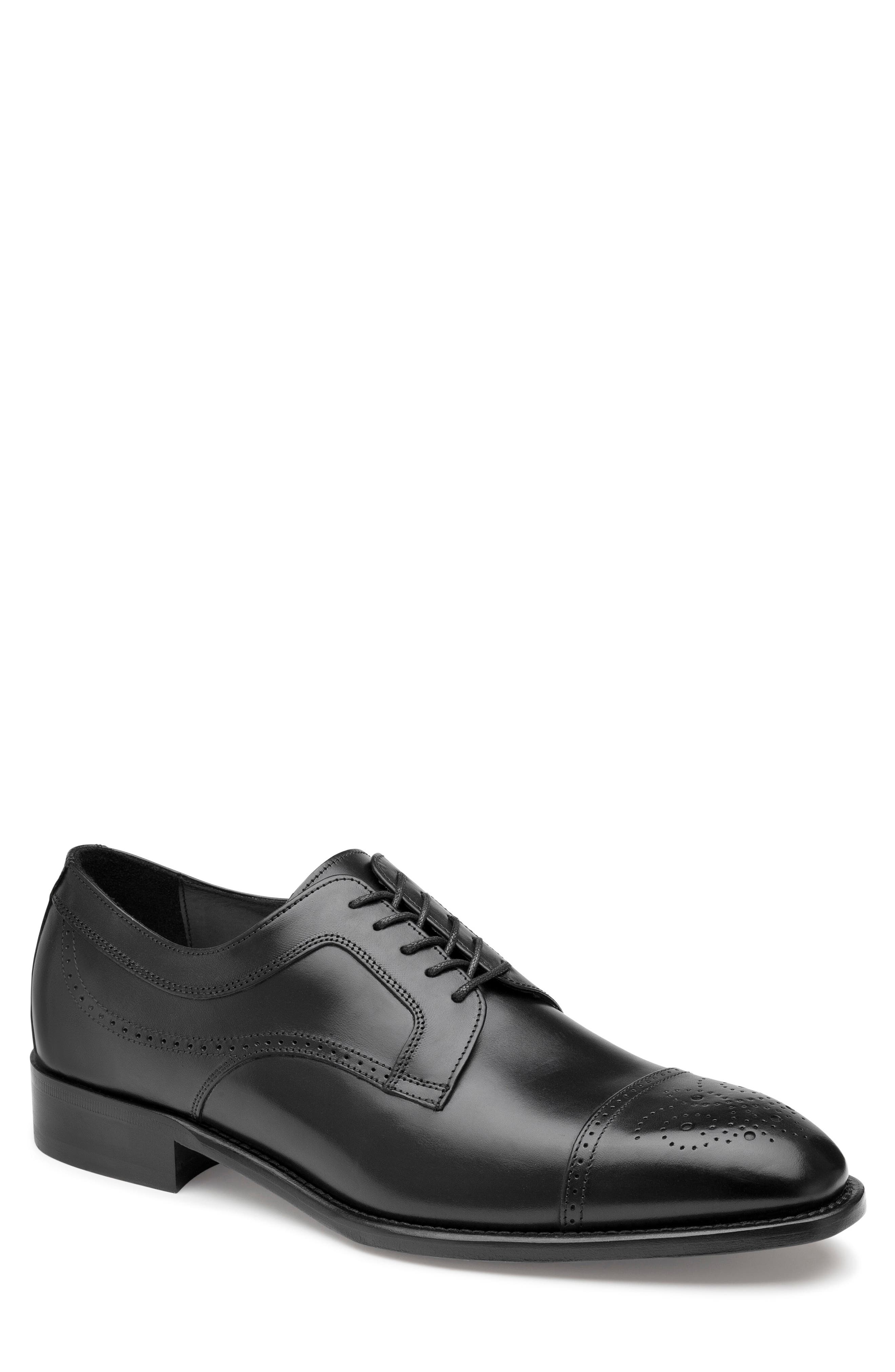 Johnston 
Murphy Ellsworth Medallion Toe Derby, Main, color, Black Italian Calfskin
