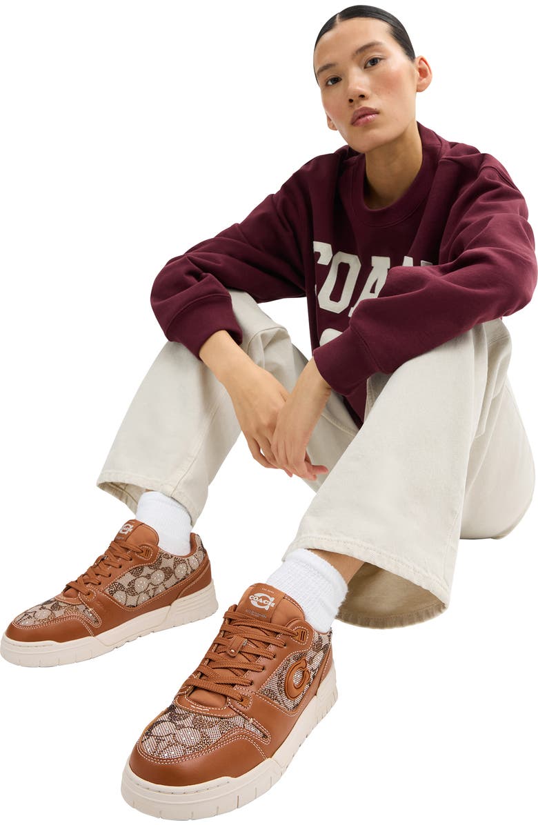 COACH Crystal Signature Monogram Sneaker, Alternate, color, Cocoa/ Burnished Amber