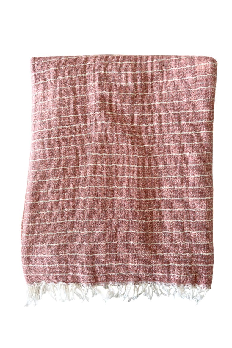 Striped Cotton Crinkled Throw, Main, color, Red