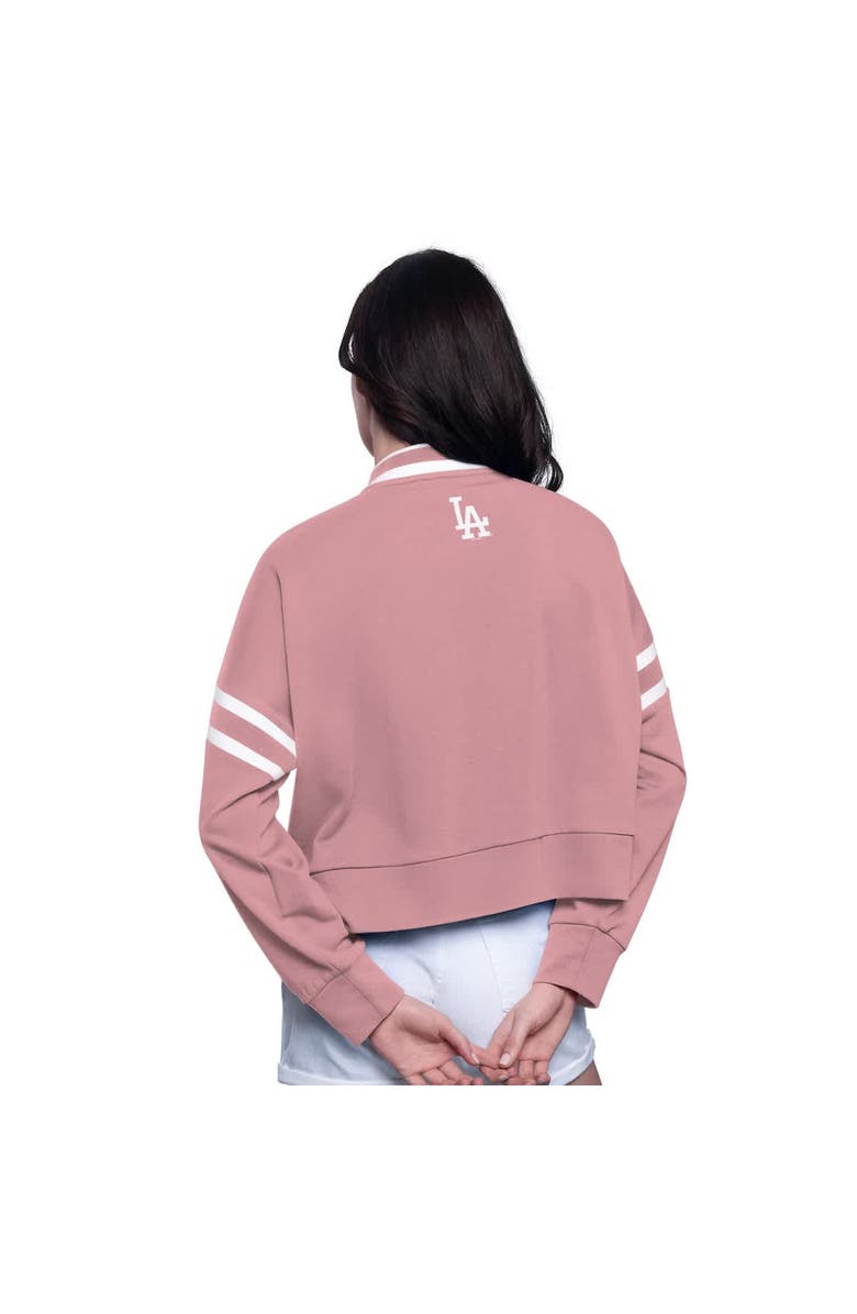 STARTER Women's Starter Pink Los Angeles Dodgers Power Play Cropped Pullover Sweatshirt, Alternate, color, Pink
