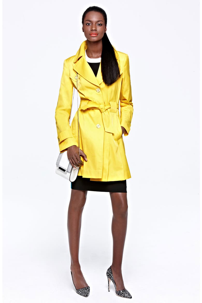 Pleated Trench Coat, Alternate, color, BLACK