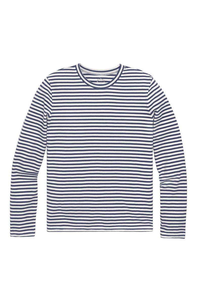Primary Women's Fit Long Sleeve Everyday Stripe Tee, Main, color, Ivory Sunwashed Navy Stripe
