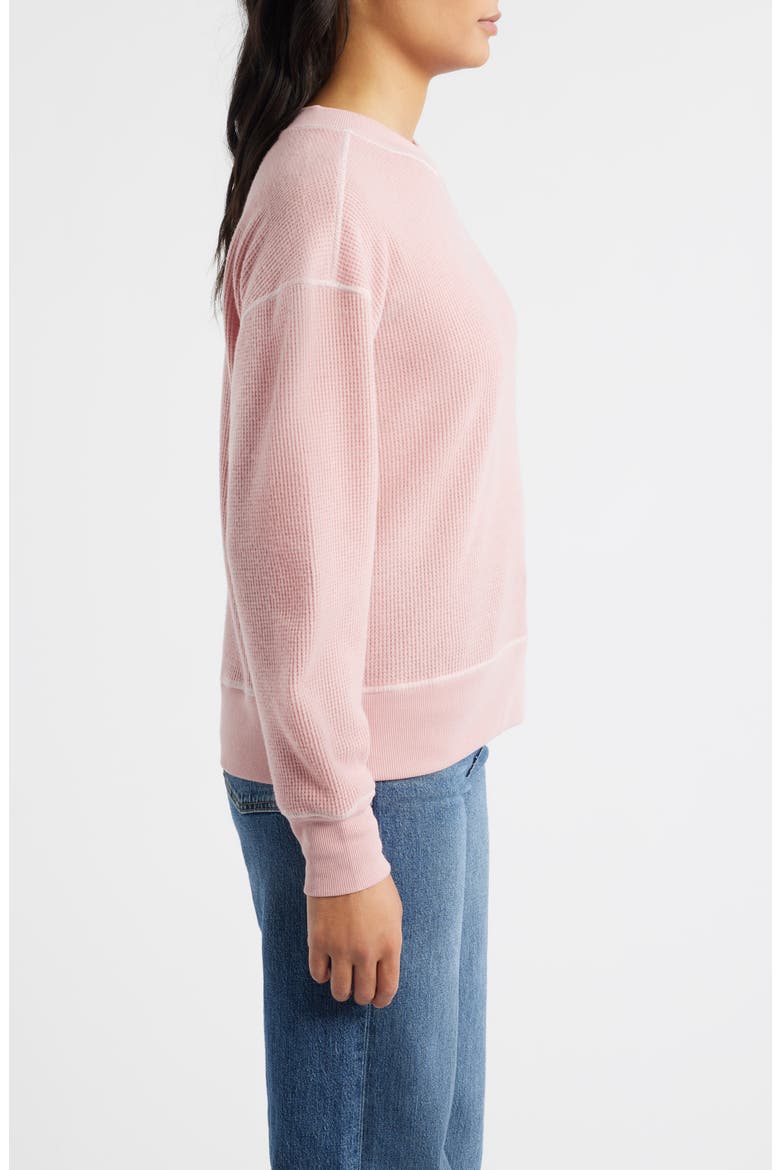Contrast Stitch Waffle Knit Sweatshirt, Alternate, color, BLUSH