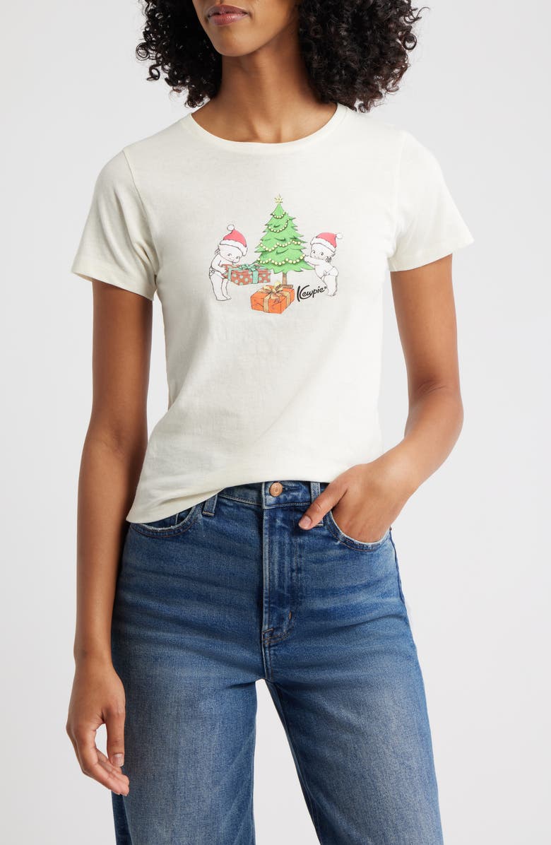 GOLDEN HOUR Kewpie<sup>®</sup> Christmas Tree Cotton Graphic T-Shirt, Main, color, Marshmallow