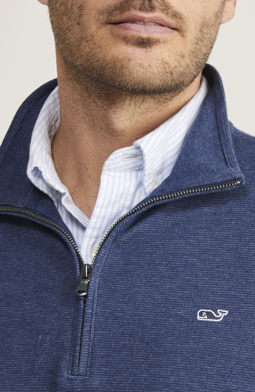 Vineyard Vines Saltwater Stripe Quarter Zip Pullover In Deep Bay